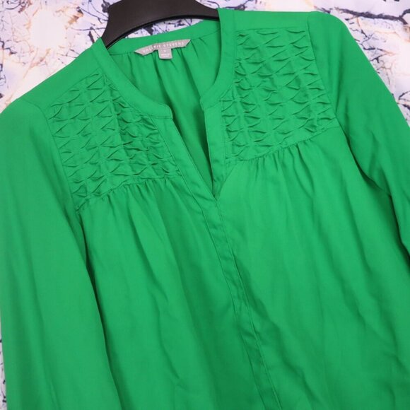 EMERALD BLOUSE S Valerie Stevens Green St. Pat's Spring Office Workwear Pintuck - Picture 1 of 6